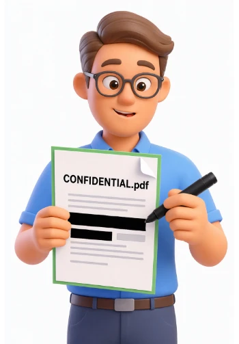 Drag black boxes over personal data to redact it
